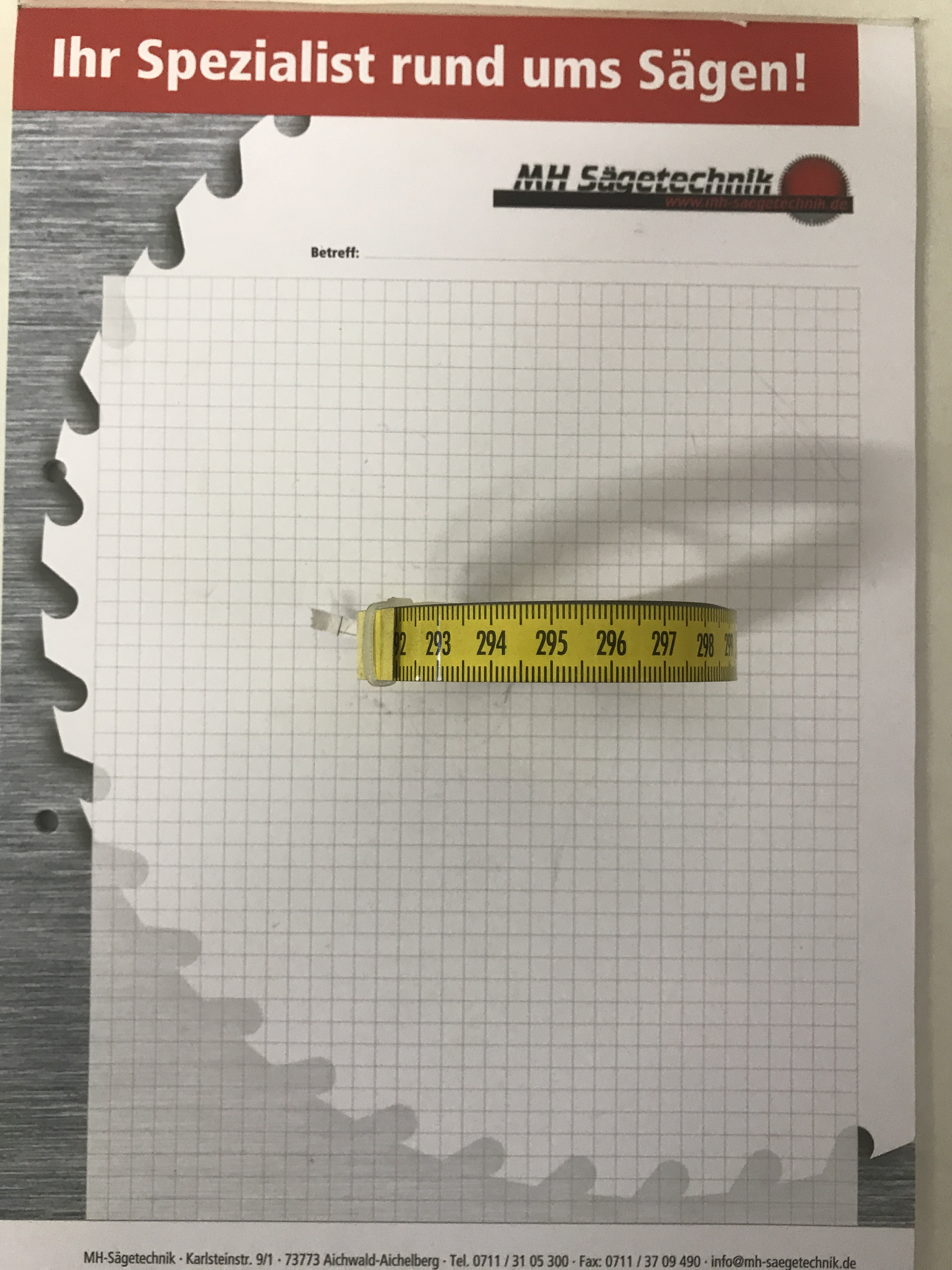 Maßband für Längenanschlag 13 mm Rechtsmessend